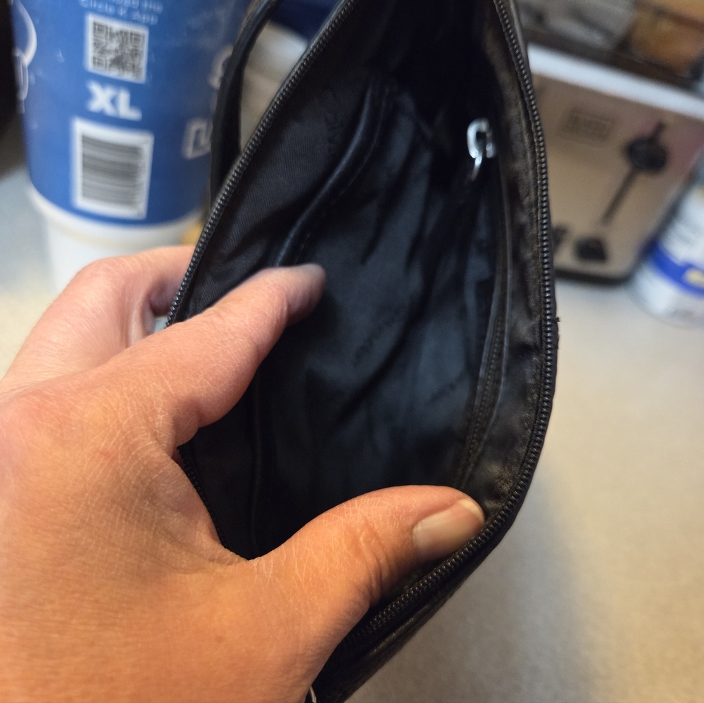 Calvin Klein Black Leather Crossbody with Silver Accents - Picture 8 of 10